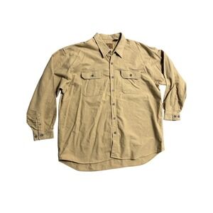 Moose Creek Mens 4XL Tan Khaki Cotton  Flannel Button Down Shirt Long Sleeve